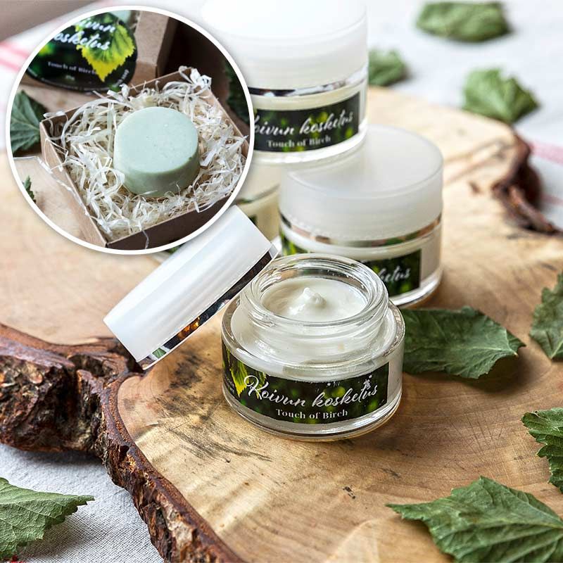 Koivun kosketus kosmetiikkaa